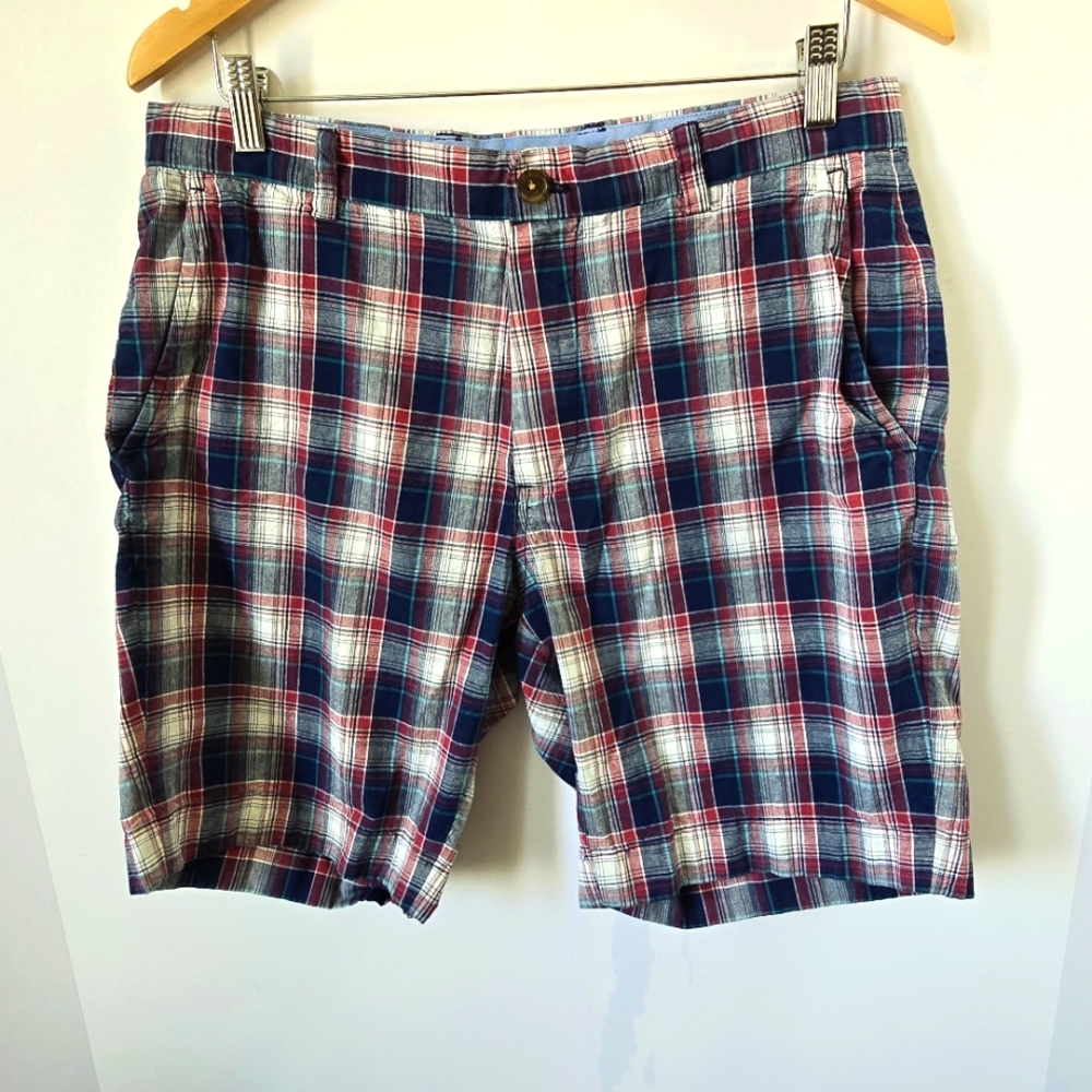 Brooks Brothers Men's Plaid Flat Front Golf Casual Activewear Shorts, Sz 34